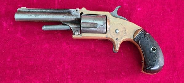 X X X SOLD X X X A brass frame 5 shot pocket Revolver made by J. Marlin. Circa 1875. Ref 3833